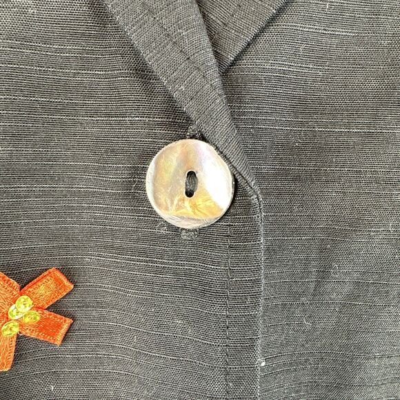 Indigo Moon Womens Vintage Blazer Jacket 1X Plus Black Floral Ribbon Applique - Picture 8 of 10